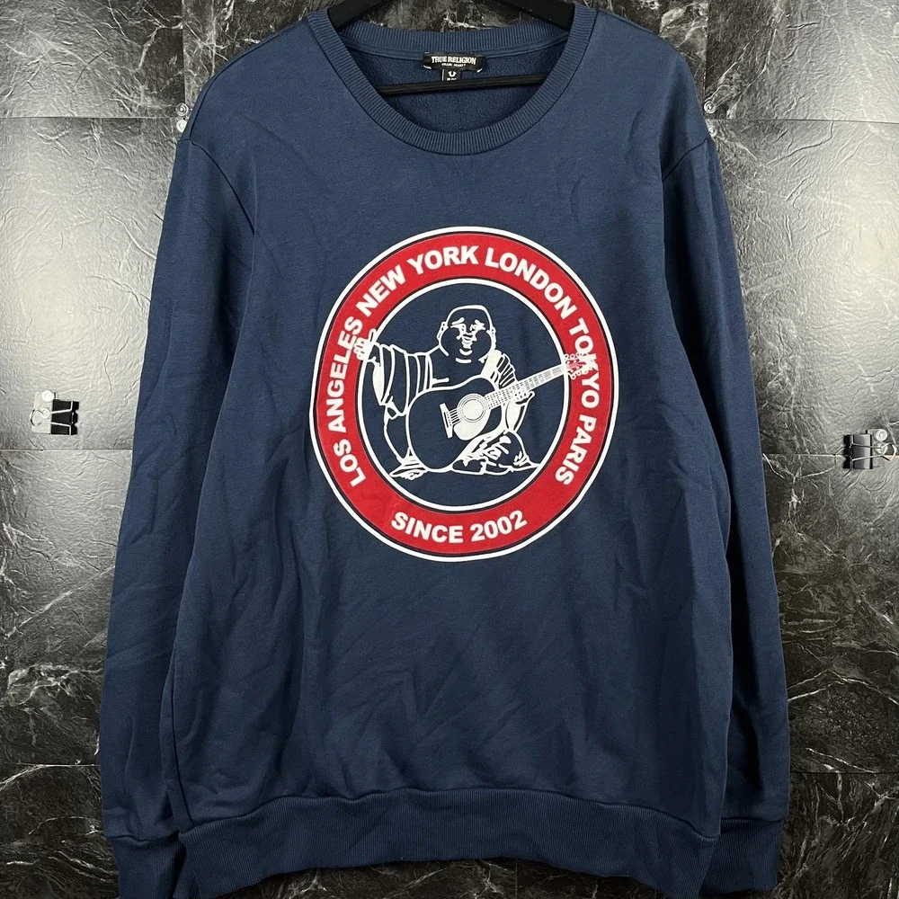 True Religion Men's Navy Graphic Sweatshirt XL